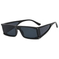 ASAHI Wraparound Rectangle Sunglasses UV400 Lens - Black / Black Lens