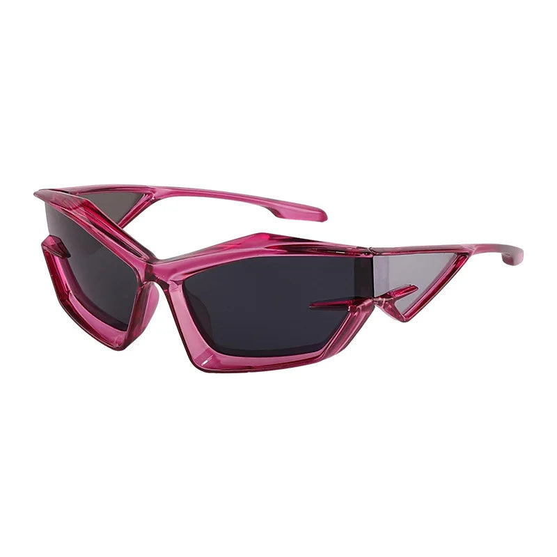 FutureRider Futuristic Rave Sunglasses Anti-UV Polarized Lens - Translucent Silver / Black Lens