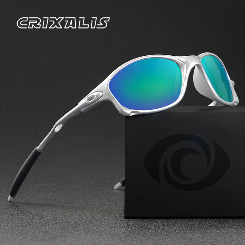 CRIXALIS Full Rim Frame Sport Sunglasses UV400 Lens - Silver / Pink Lens