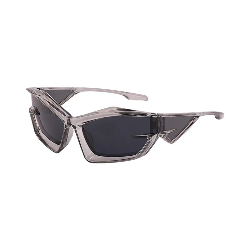 FutureRider Futuristic Rave Sunglasses Anti-UV Polarized Lens - Translucent Silver / Black Lens