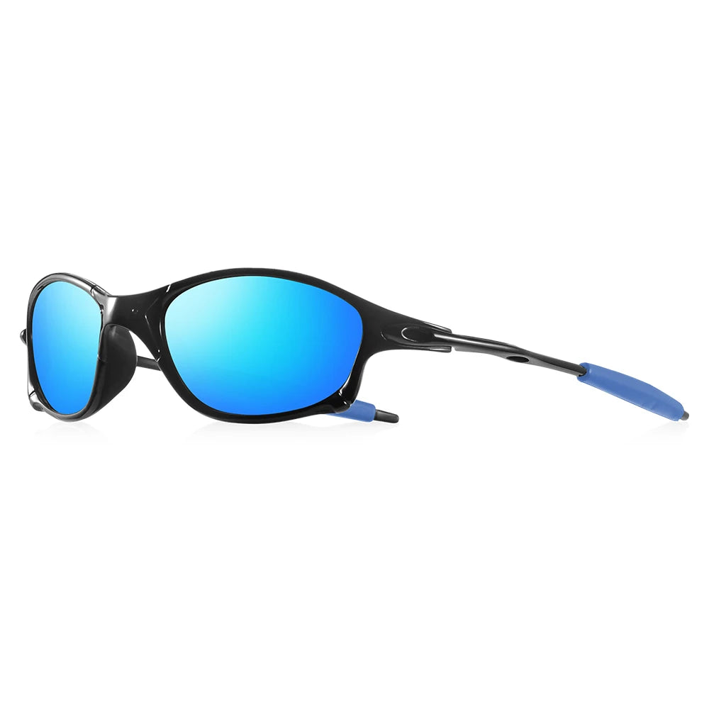CRIXALIS Full Rim Frame Sport Sunglasses UV400 Lens - Silver / Green Lens