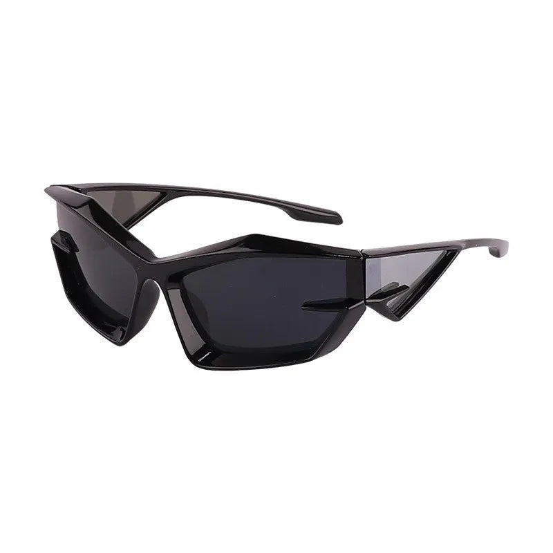 FutureRider Futuristic Rave Sunglasses Anti-UV Polarized Lens - Translucent Silver / Black Lens