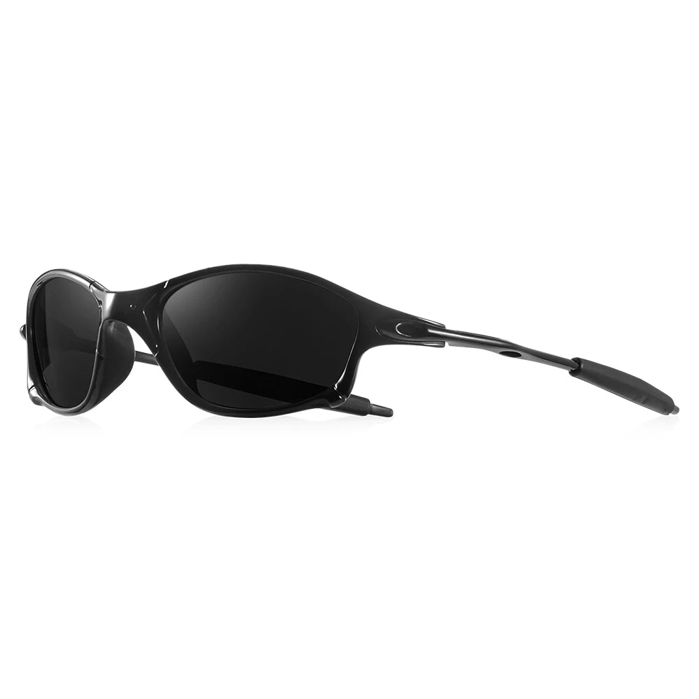 CRIXALIS Full Rim Frame Sport Sunglasses UV400 Lens - Silver / Green Lens