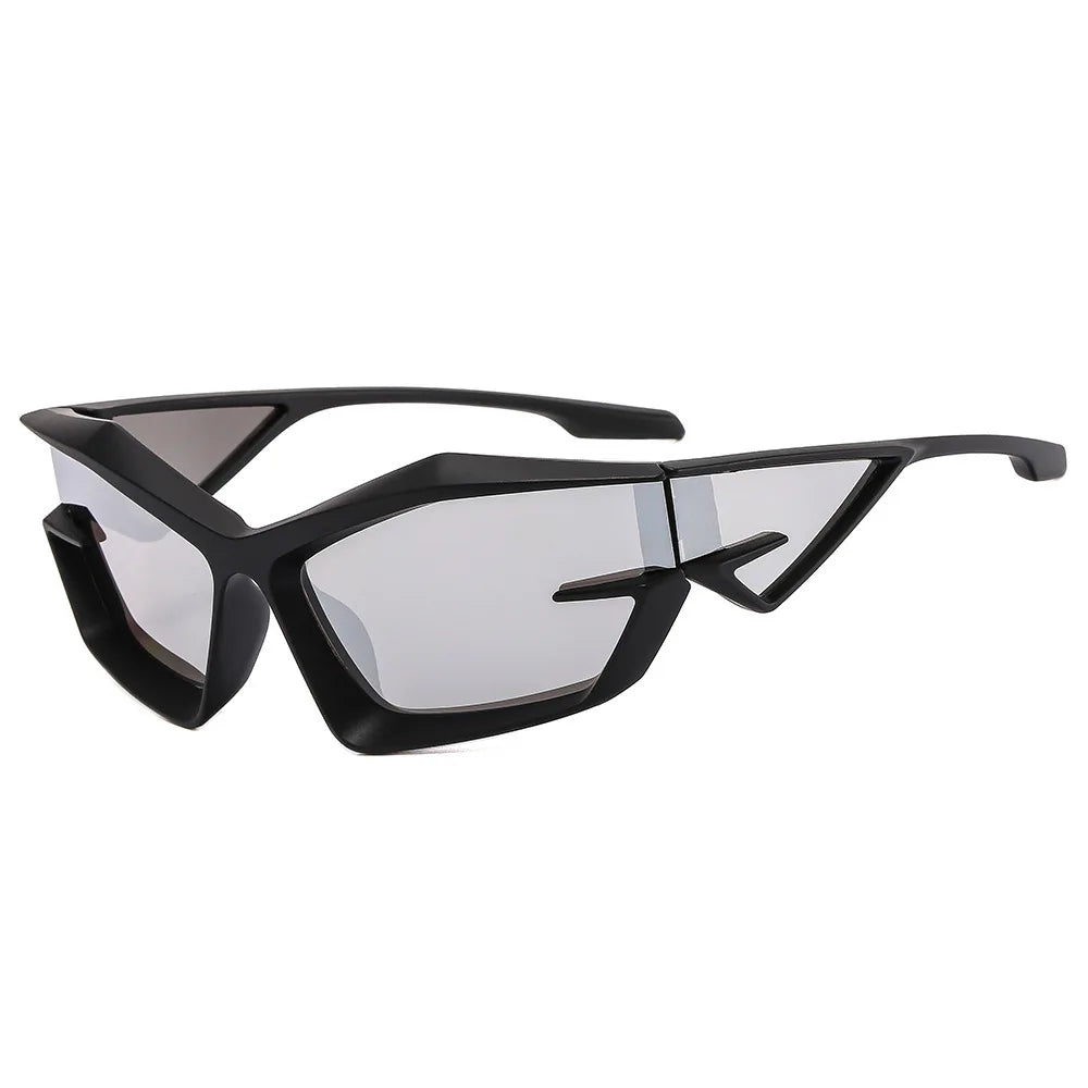 FutureRider Futuristic Rave Sunglasses Anti-UV Polarized Lens - Translucent Silver / Black Lens