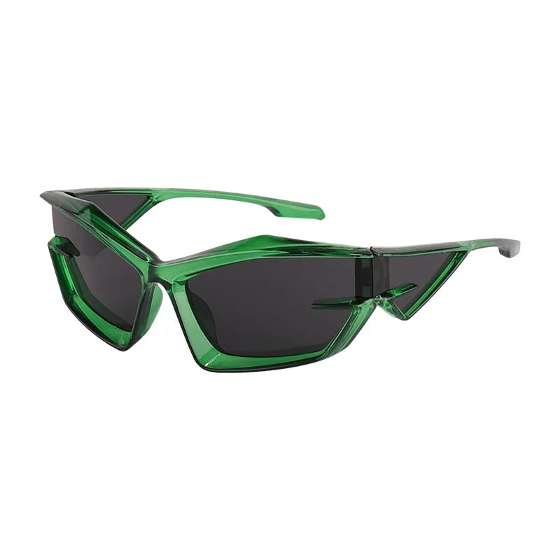 FutureRider Futuristic Rave Sunglasses Anti-UV Polarized Lens - Translucent Silver / Black Lens