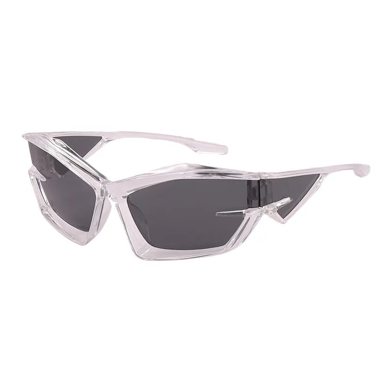 FutureRider Futuristic Rave Sunglasses Anti-UV Polarized Lens - Translucent Silver / Black Lens