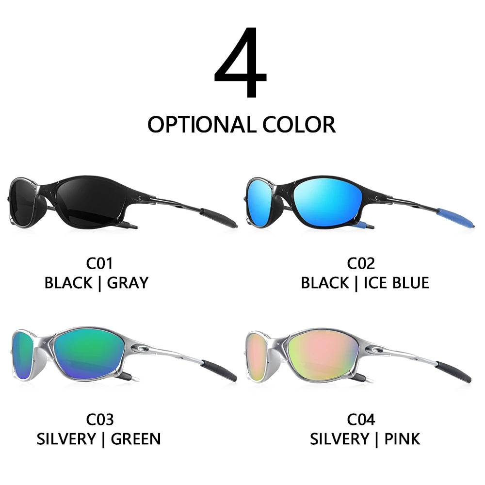CRIXALIS Full Rim Frame Sport Sunglasses UV400 Lens - Silver / Pink Lens