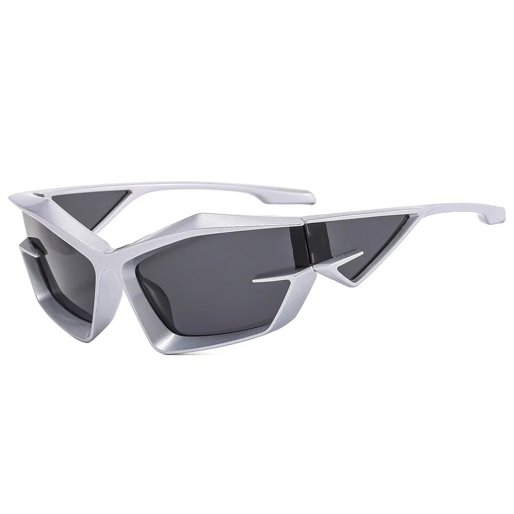FutureRider Futuristic Rave Sunglasses Anti-UV Polarized Lens - Translucent Silver / Black Lens